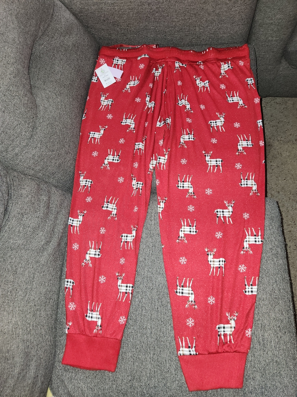 Men's Red Reindeer Print Jogger Sweatpants Pajamas Size 3X